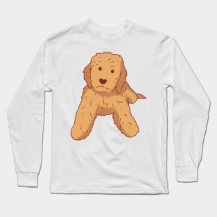 Golden doodle dog sitting Long Sleeve T-Shirt